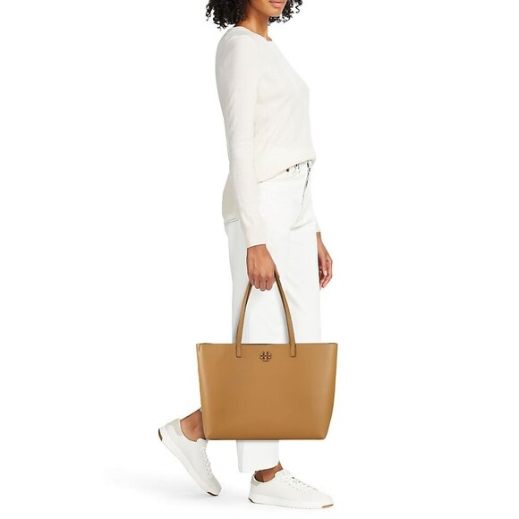 Tory Burch McGraw Leather Tote Bag Tiramisu Brown - Picture 14 of 14